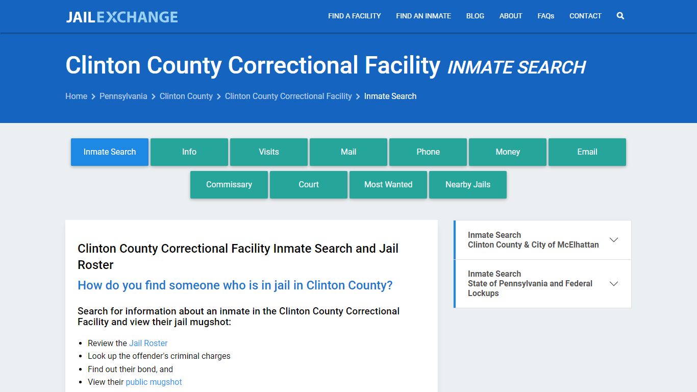 Clinton County Correctional Facility Inmate Search - Jail Exchange